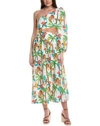 FARM Rio - Tropical Paradise One-shoulder Linen-blend Midi Dress - Lyst
