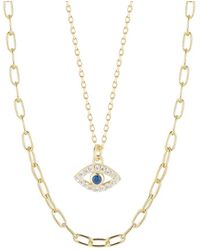 Glaze Jewelry - 14k Over Silver Cz Evil Eye Pendant Necklace - Lyst