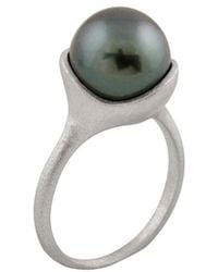 Splendid - Rhodium Plated Silver 10-10.5mm Freshwater Pearl Ring - Lyst