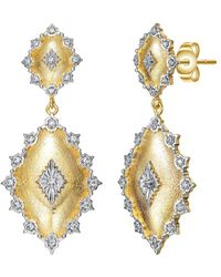 Rachel Glauber - Two-tone Plated Cz Dangle Earrings - Lyst