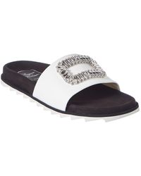 Roger Vivier Strass Leather Slide - White
