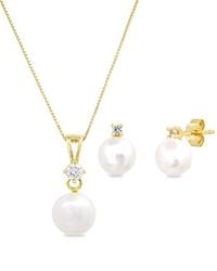MaxColor - 14k Plated 10mm Pearl Set - Lyst