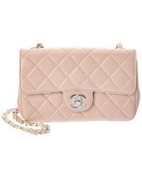 CHANEL - Pink Lambskin Leather Cc Flap Mini Shoulder Bag (authentic Pre-loved) - Lyst