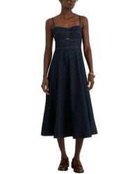 Reiss - Petite Emma Denim Fit And Flare Midi Dress - Lyst