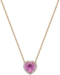 Forever Creations USA Inc. - Forever Creations 14k 1.03 Ct. Tw. Diamond & Pink Sapphire Halo Heart Necklace - Lyst