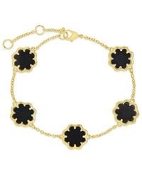 Sterling Forever - 14k Plated Black Onyx Station Bracelet - Lyst