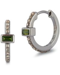 Banji Jewelry - Silver 0.79 Ct. Tw. Diamond & Green Tourmaline Huggie Earrings - Lyst