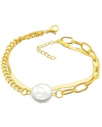 Adornia - 14k Plated Pearl Mixed Chain Bracelet - Lyst