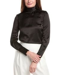 St. John - Mock Neck Satin Top - Lyst