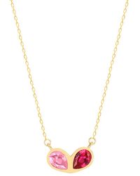 Gabi Rielle - 14k Over Silver Lovestruck Collection Cz Double Love Heart Necklace - Lyst