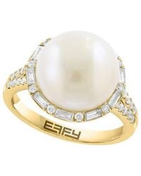 Effy Fine Jewelry - 14K 0.22 Ct. Tw. Diamond & 12Mm Pearl Ring - Lyst