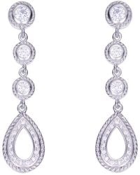Genevive Jewelry - Silver Cz Drop Earrings - Lyst