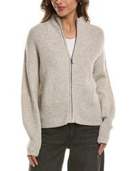 Forte - Rib Zip Mock Neck 100% Cashmere Cardigan - Lyst