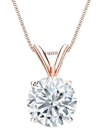 Sabrina Designs Lab Grown Diamonds - 14K Rose 3.00 Ct. Tw. Lab-Grown Diamond Solitaire Necklace - Lyst