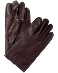 Hickey Freeman Classic Cashmere-lined Leather Gloves - Brown