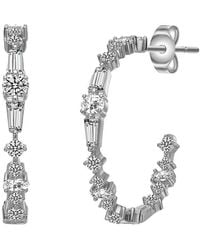 Genevive Jewelry - Silver Cz Hoops - Lyst
