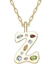 Genevive Jewelry - 14K Plated Cz Alphabetical Necklace - Lyst