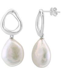 Effy Fine Jewelry - 14K 0.03 Ct. Tw. Diamond & 12Mm Pearl Earrings - Lyst