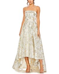 Mac Duggal - Brocade Strapless Golden Floral High Low Gown - Lyst