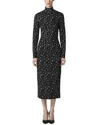 Carolina Herrera - Turtleneck Column Silk-Blend Midi Dress - Lyst