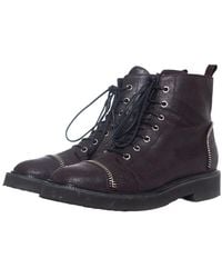 Giuseppe Zanotti - Leather Zipper Lace-up Biker Boot (authentic Pre- Loved) - Lyst