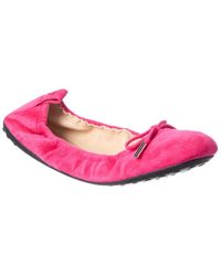 Tod's - Tods Gommino Suede Ballerina Flat - Lyst