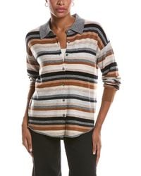 InCashmere - Button Multi Stripe 100% Cashmere Sweater - Lyst