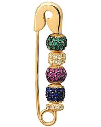 Gabi Rielle 22k Over Silver Cz Safety Pin Earring - Metallic