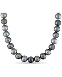 Pearls - 14k 0.06 Ct. Tw. Diamond 13-14mm Pearl Necklace - Lyst