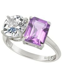 Suzy Levian - Silver 5.00 Ct. Tw. Gemstone Toi Et Moi Ring - Lyst