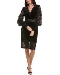 Tadashi Shoji - Pleated Velvet Midi Dress - Lyst