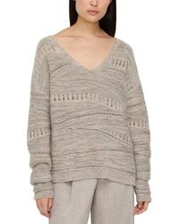 Lafayette 148 New York - Asymmetric V Neck 100% Cashmere Sweater - Lyst