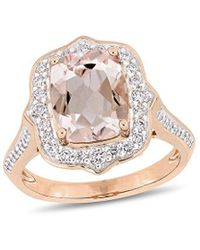 Rina Limor - 14k Rose Gold 3.29 Ct. Tw. Diamond & Morganite Halo Ring - Lyst
