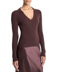 Vince - Ribbed Button Loop Cashmere & Silk-Blend Polo Shirt - Lyst