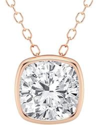 Lab Grown Diamonds - 14K Rose 1.50 Ct. Tw. Lab-Grown Diamond Solitaire Pendant Necklace - Lyst