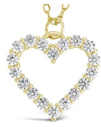 Sterling Forever - 14k Over Silver Cz Outline Heart Pendant Necklace - Lyst