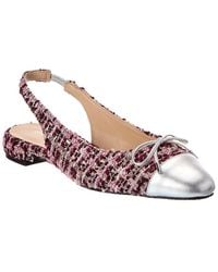 Stuart Weitzman - Sleek Bow Tweed Slingback Flat - Lyst