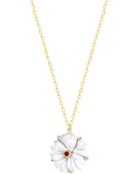 Gabi Rielle - 14k Over Silver Pearl Cz Gardenia Blossom Necklace - Lyst