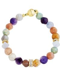 Savvy Cie - 14K Plated Gemstone Cz Beads Bracelet - Lyst
