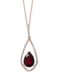 Effy Fine Jewellery 14k Rose Gold 1.62 Ct. Tw. Diamond & Rhodolite Pendant - Multicolour