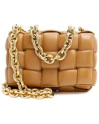 Bottega Veneta - Brown Lambskin Cassette Chain Maxi Shoulder Bag (authentic Pre- Loved) - Lyst