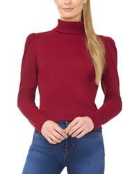 Cece - Rib Knit Puff Sleeve Turtleneck Top - Lyst