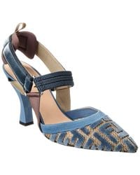 Fendi - Colibri Ff Jacquard Velvet & Leather Slingback Pump - Lyst
