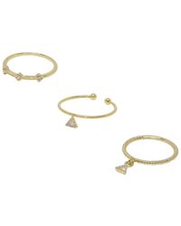 Ettika - 18K Plated Crystal Set Of 3 Rings - Lyst