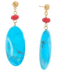 Kenneth Jay Lane Plated Turquoise Dangle Earrings - Blue