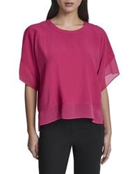 DKNY - Dolman Sleeve Mix Media Top - Lyst