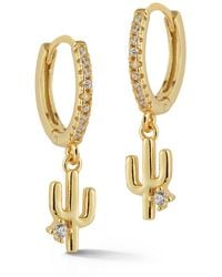 Glaze Jewelry - 14k Over Silver Cz Cactus Huggie Earrings - Lyst