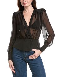 L'Agence - Yan Front Wrap Blouse - Lyst