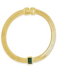 Sterling Forever - 14K Plated Cz Calder Station Herringbone Bracelet - Lyst