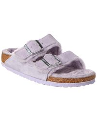 Birkenstock - Arizona Narrow Suede & Shearling Sandal - Lyst